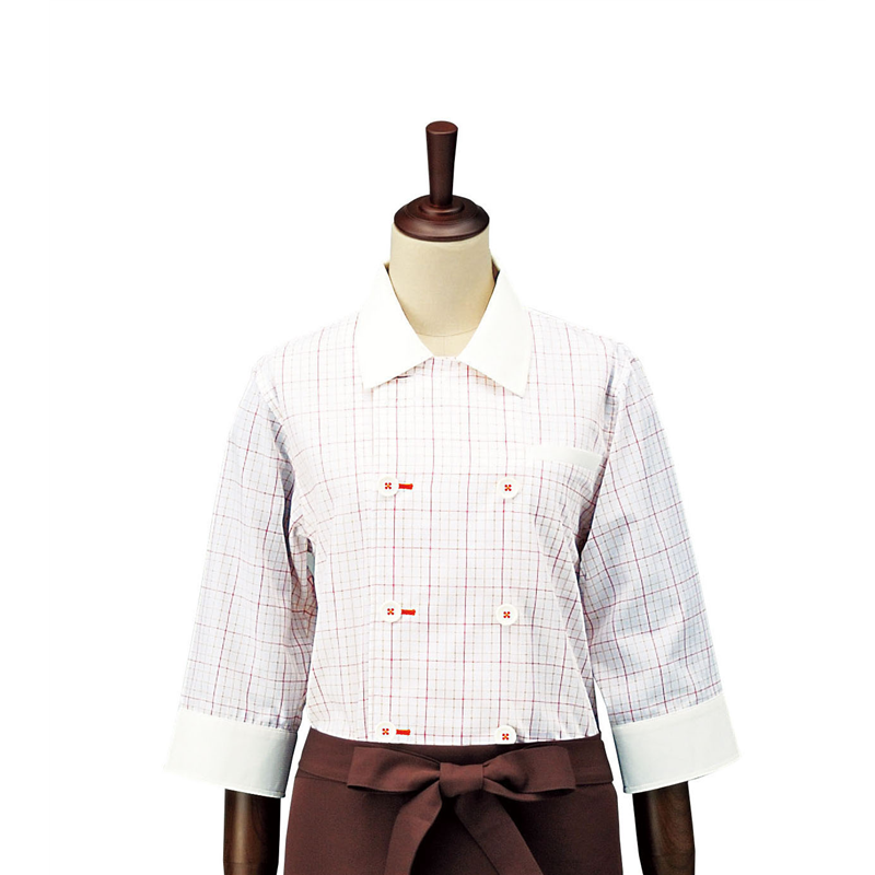 チェック　コックシャツ・レギュラーカラー SBK4100　オレンジ　4L 1袋（ご注文単位1袋）【直送品】