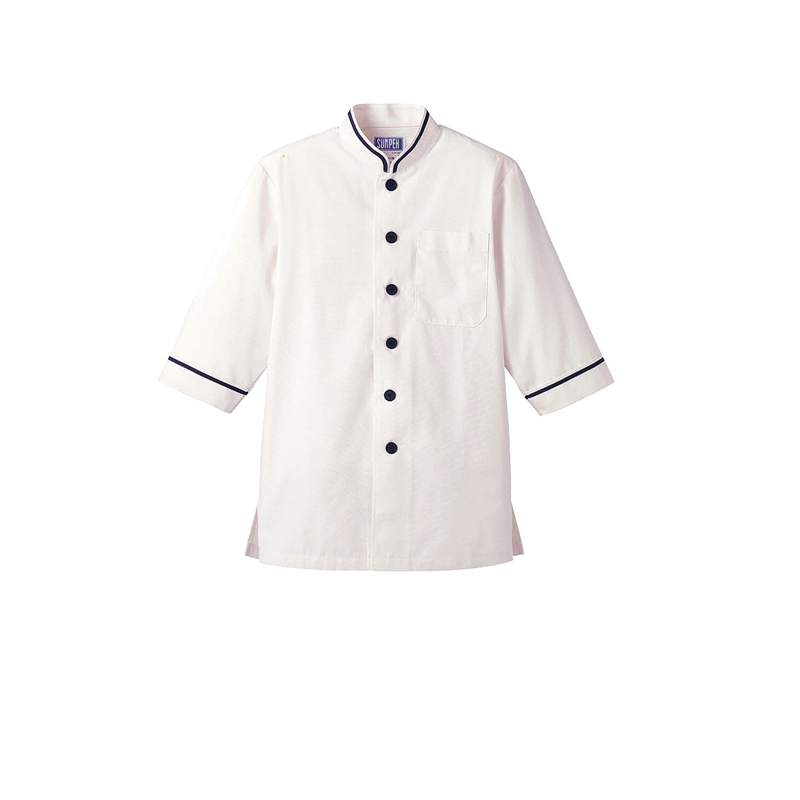 ショップコート D-1128 オフホワイト×ネイビー LL 1袋(ご注文単位1袋)【直送品】