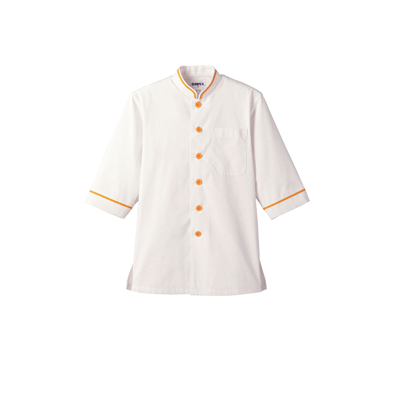 ショップコート D-1132 オフホワイト×イエロー LL 1袋(ご注文単位1袋)【直送品】