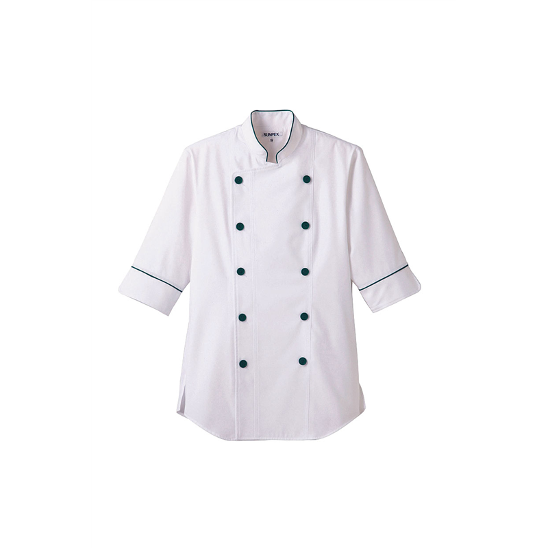 ショップコート ET-1137 ホワイト×グリーン L 1袋(ご注文単位1袋)【直送品】