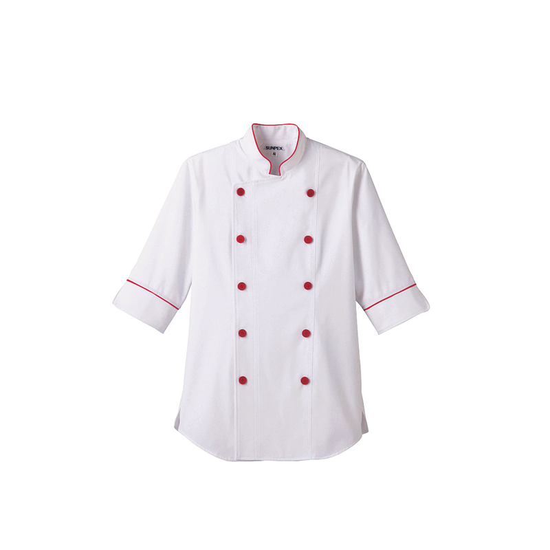 ショップコート　ET-1139 ホワイト×レッド　M 1袋（ご注文単位1袋）【直送品】