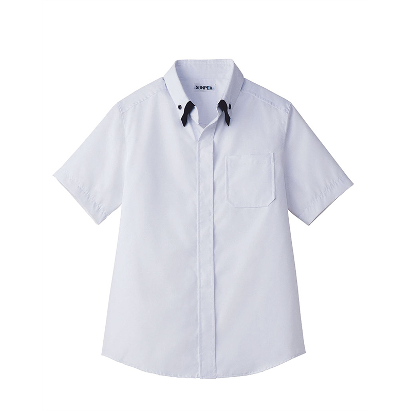 レイヤードBD衿半袖シャツ 3L ET-1313 WT×BK 1袋(ご注文単位1袋)【直送品】