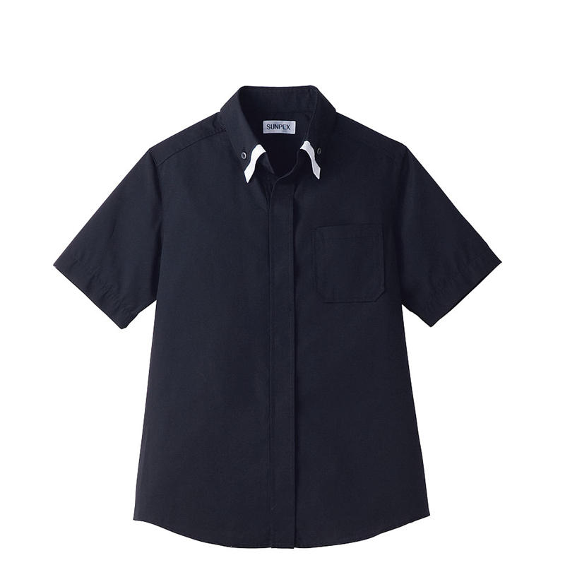 レイヤードBD衿半袖シャツ 3L ET-1314 BK×WT 1袋(ご注文単位1袋)【直送品】