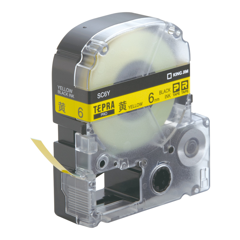 テプラPRO用黄ラベル　黒文字 6mm幅　SC6Y 1箱（ご注文単位1箱）【直送品】