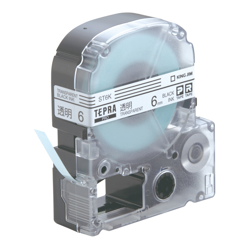 テプラPRO用透明ラベル　黒文字 6mm幅　ST6K 1箱（ご注文単位1箱）【直送品】