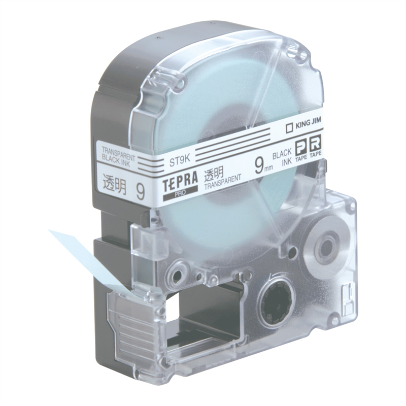 テプラPRO用透明ラベル　黒文字 9mm幅　ST9K 1箱（ご注文単位1箱）【直送品】