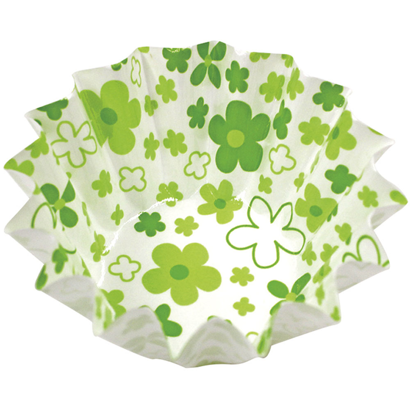 紙カップ　ココケース　丸型（500枚入） 小花柄　6号深　グリーン 1個（ご注文単位1個）【直送品】