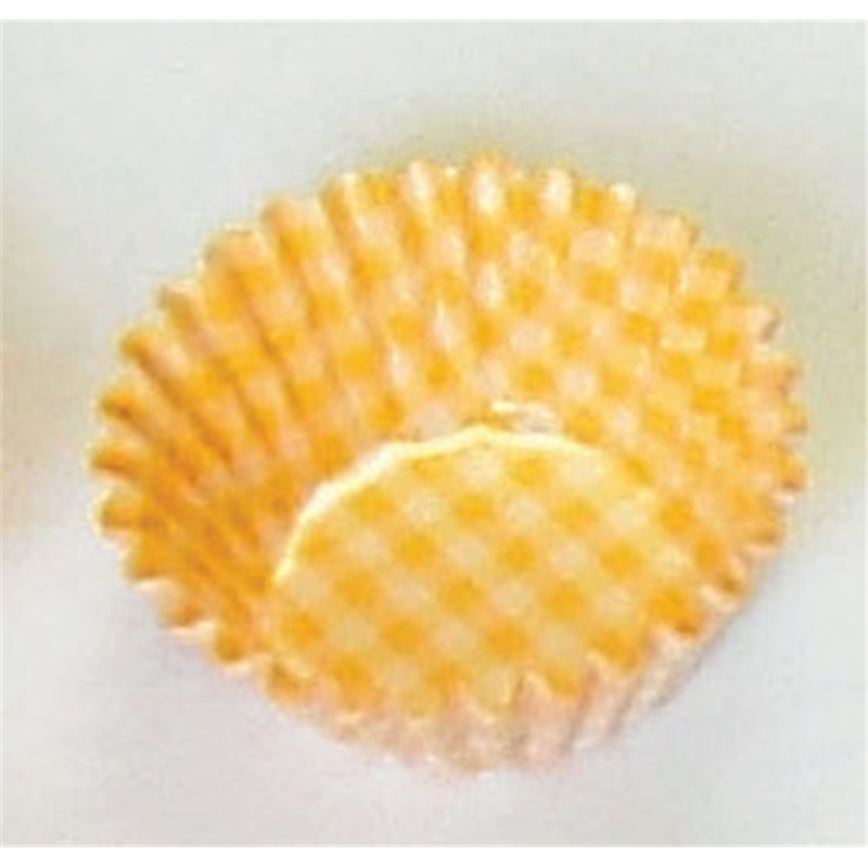 オーブンケース　チェック柄（250枚入） 5号深口　黄 1袋（ご注文単位1袋）【直送品】