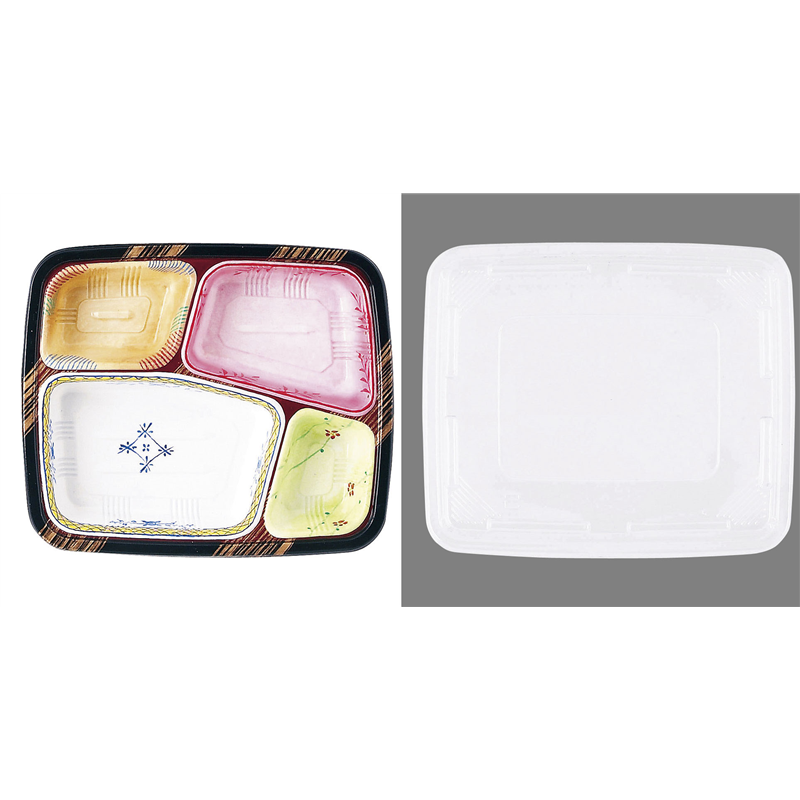 ワンウェイ　耐熱お弁当容器　T-25 刷毛目（蓋付・50セット入） 1袋（ご注文単位1袋）【直送品】