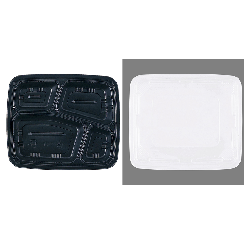 ワンウェイ　耐熱お弁当容器　T-25 黒　（蓋付・50セット入） 1袋（ご注文単位1袋）【直送品】