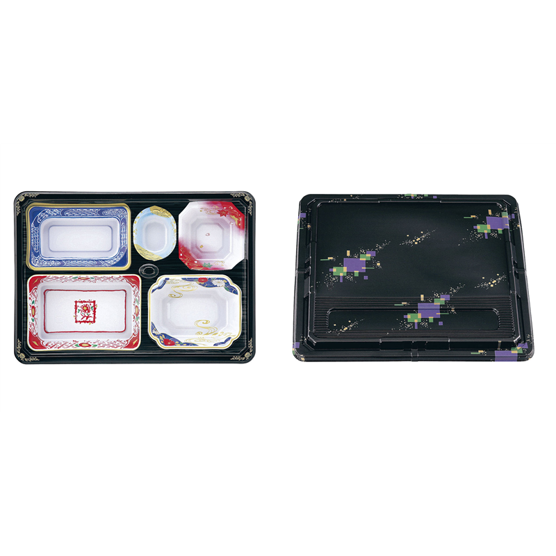 ワンウェイ 会席膳セット 蓋三彩 T-203(20セット入) 1袋(ご注文単位1袋)【直送品】