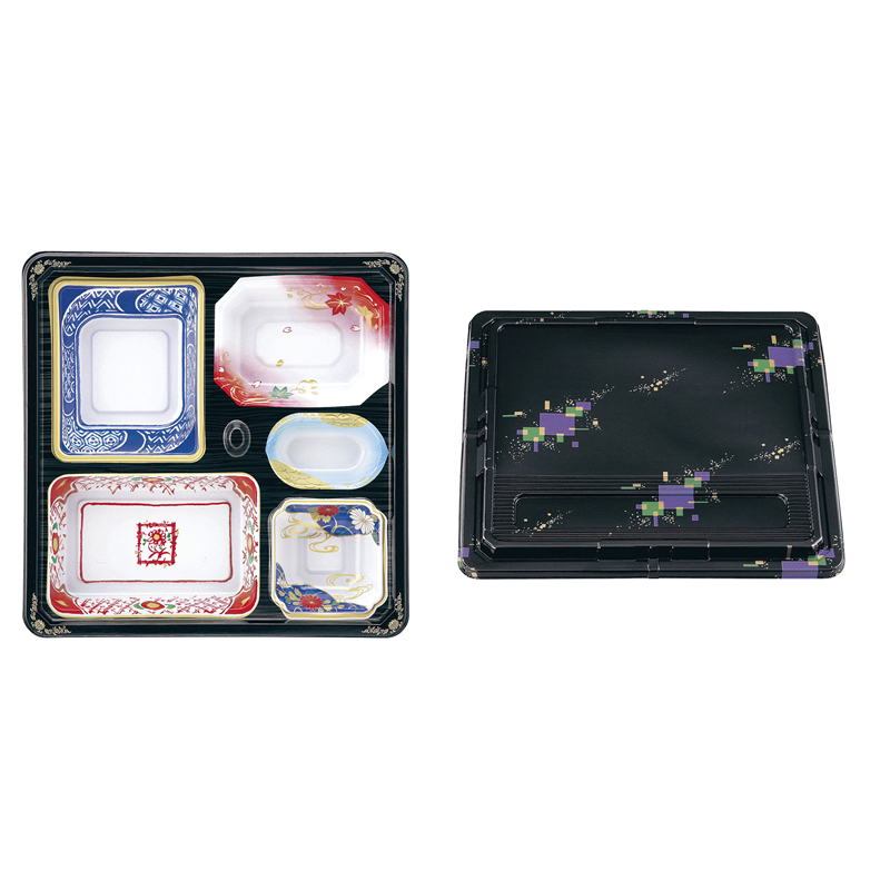 ワンウェイ 会席膳セット 蓋三彩 T-204(20セット入) 1袋(ご注文単位1袋)【直送品】