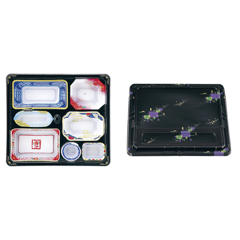 ワンウェイ 会席膳セット 蓋三彩 T-205(20セット入) 1袋(ご注文単位1袋)【直送品】