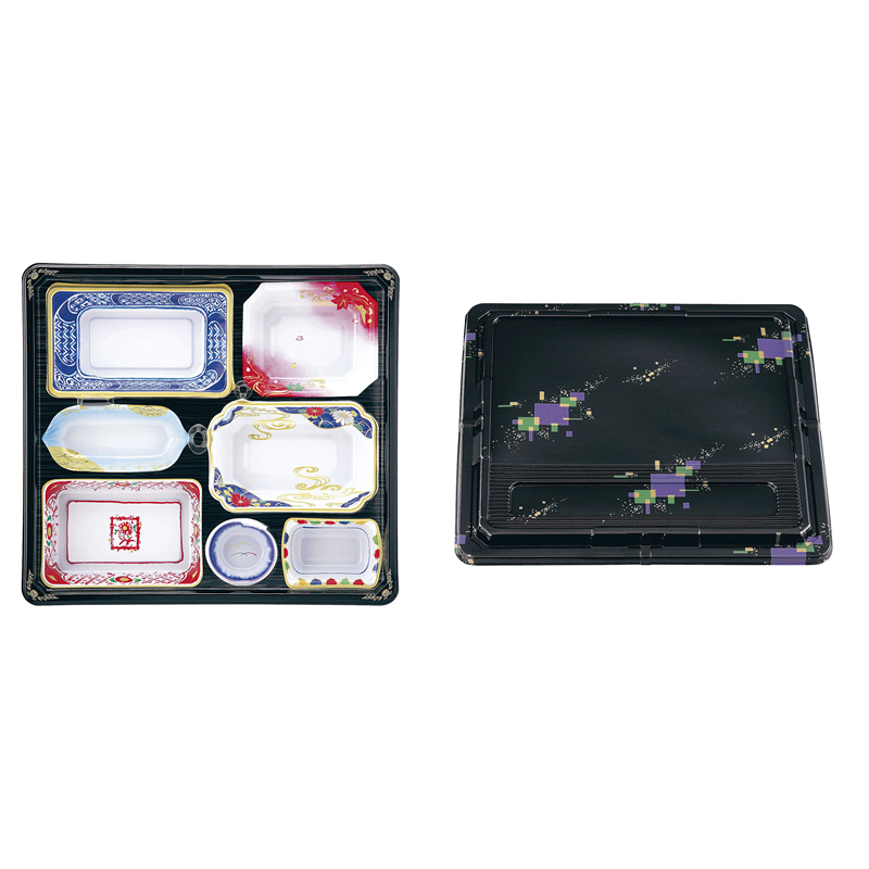 ワンウェイ 会席膳セット 蓋三彩 T-217(20セット入) 1袋(ご注文単位1袋)【直送品】