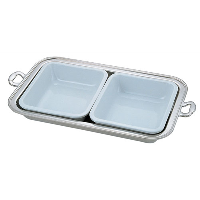 UK18-8バロン角チェーフィング用陶器 20インチ(2枚組) 1個(ご注文単位1個)【直送品】