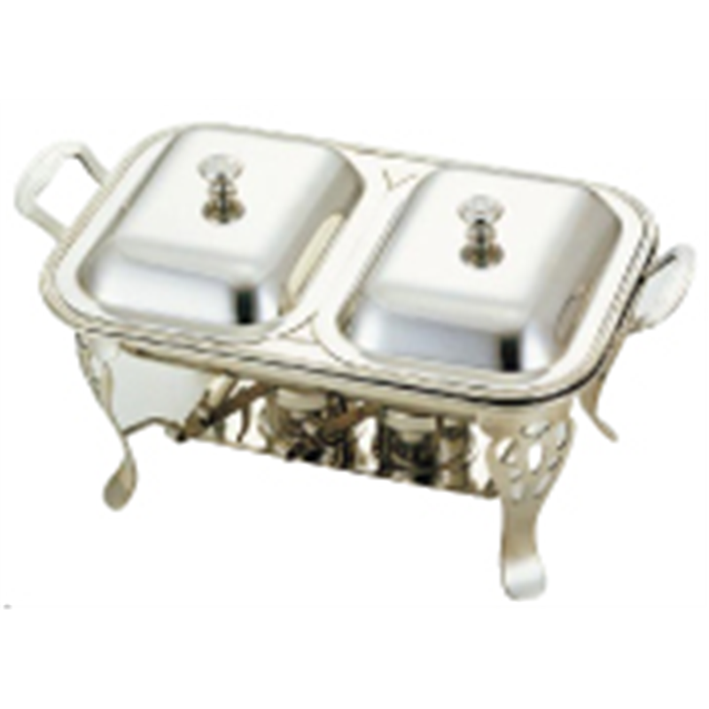 UK18-8共柄角チェーフィングデッシュ ダブル　26インチ 1袋（ご注文単位1袋）【直送品】