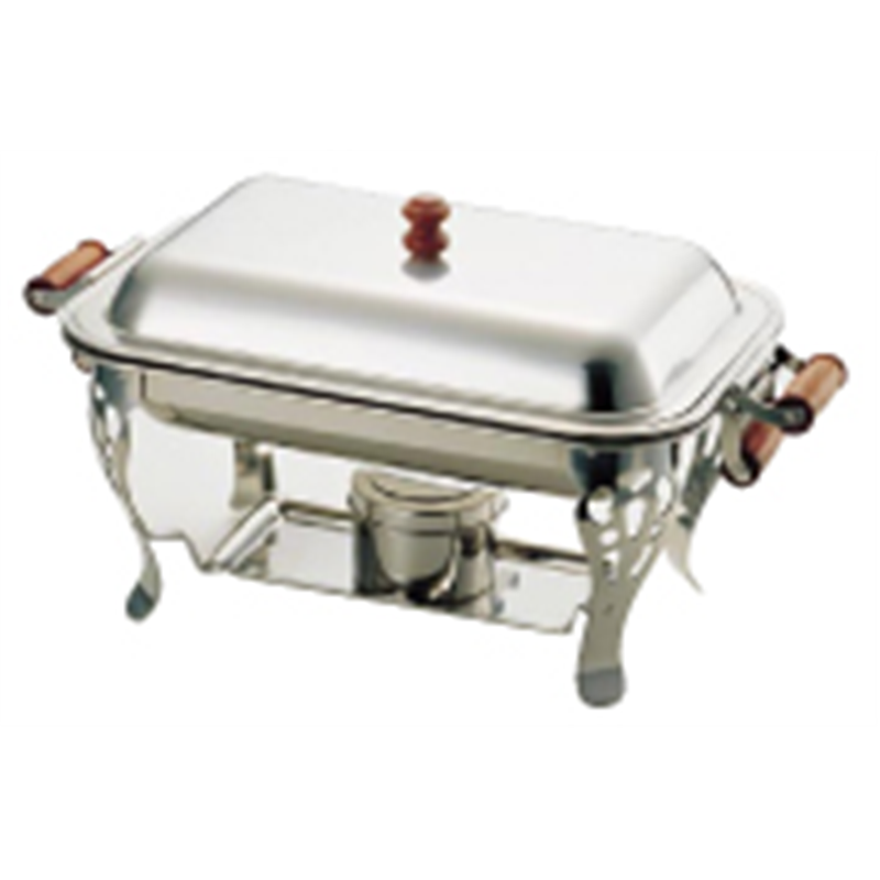 UK18-8木柄角チェーフィングデッシュ シングル　20インチ 1袋（ご注文単位1袋）【直送品】