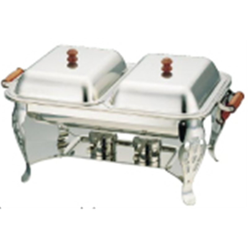 UK18-8木柄角チェーフィングデッシュ ダブル　20インチ 1袋（ご注文単位1袋）【直送品】