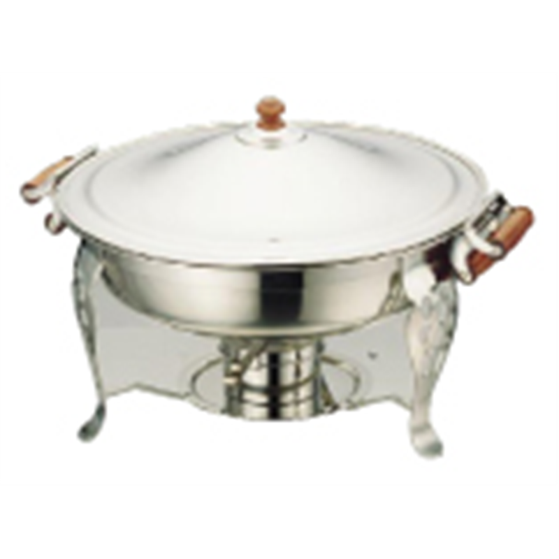 UK18-8木柄丸チェーフィングデッシュ （両手）　　18インチ 1袋（ご注文単位1袋）【直送品】