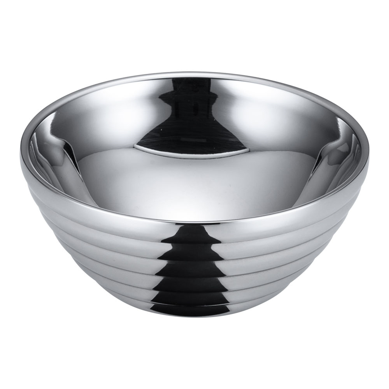 18-8　サラダボール／ライン（ダブル） 二重中空構造　12cm 1袋（ご注文単位1袋）【直送品】