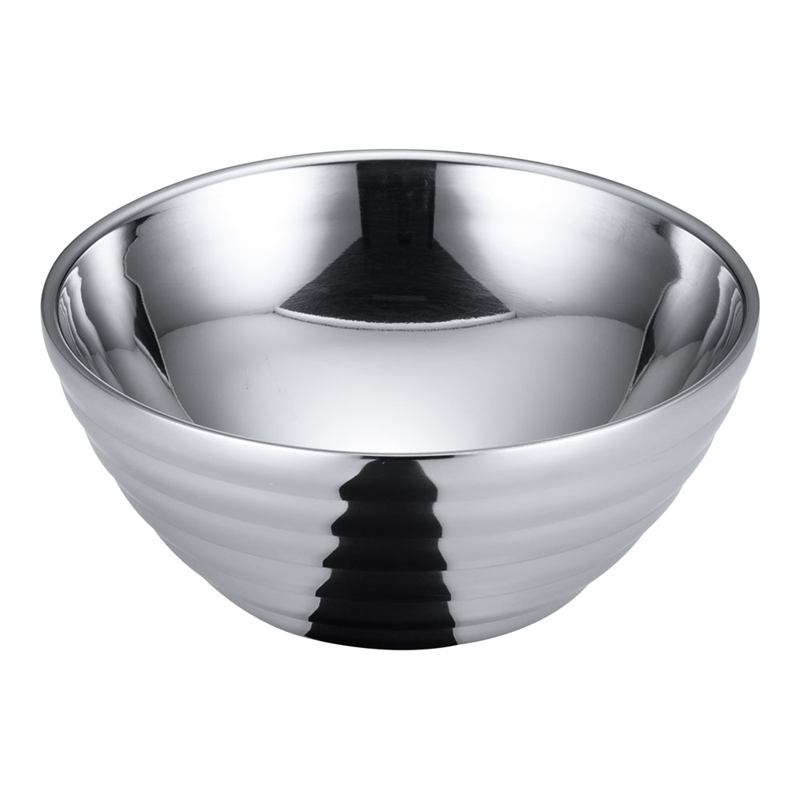 18-8　サラダボール／ライン（ダブル） 二重中空構造　14cm 1袋（ご注文単位1袋）【直送品】