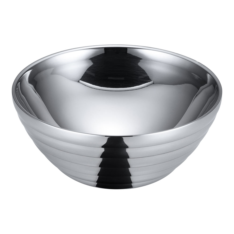 18-8　サラダボール／ライン（ダブル） 二重中空構造　17cm 1袋（ご注文単位1袋）【直送品】