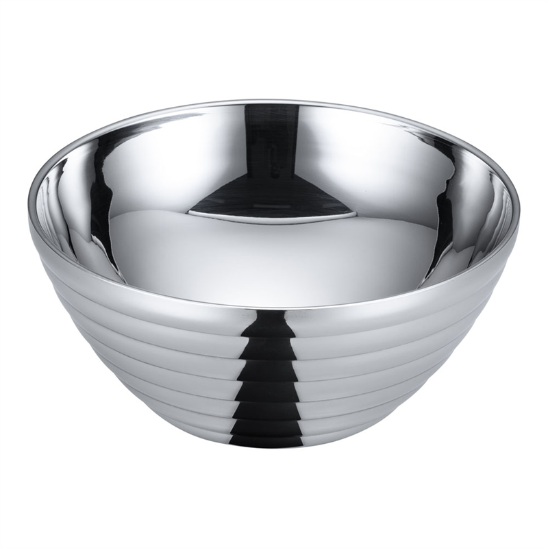 18-8　サラダボール／ライン（ダブル） 二重中空構造　20cm 1袋（ご注文単位1袋）【直送品】