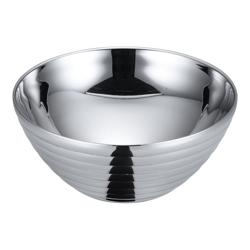 18-8　サラダボール／ライン（ダブル） 二重中空構造　23cm 1袋（ご注文単位1袋）【直送品】