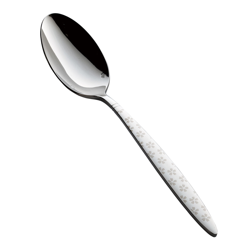 XM-7（18-8）パッシー　舞桜　白 デザートスプーン 1袋（ご注文単位1袋）【直送品】