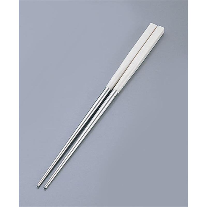 PC柄ステンレス軽量箸(スベリ止付) 24cm アイボリー 1袋(ご注文単位1袋)【直送品】