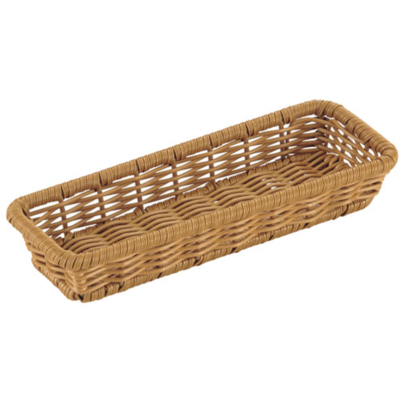 PP枠入樹脂バスケット角長細 茶 1個（ご注文単位1個）【直送品】