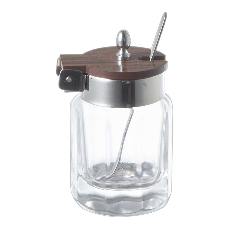 十角木目 辛子入れ (カラシスプーン付) 1個(ご注文単位1個)【直送品】