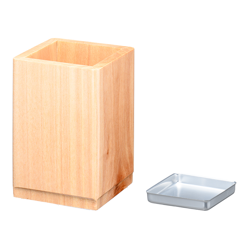 木製　角型箸立（アルミ受皿付）ナチュラル M40-574 1袋（ご注文単位1袋）【直送品】