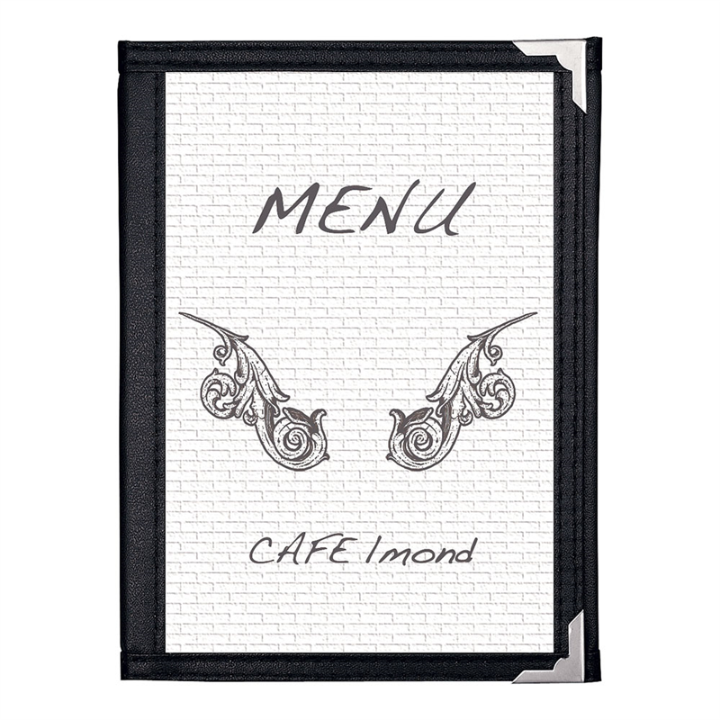 シンビ メニューブック ABW-1 (3ッ折り・6ページ) 黒 1袋(ご注文単位1袋)【直送品】