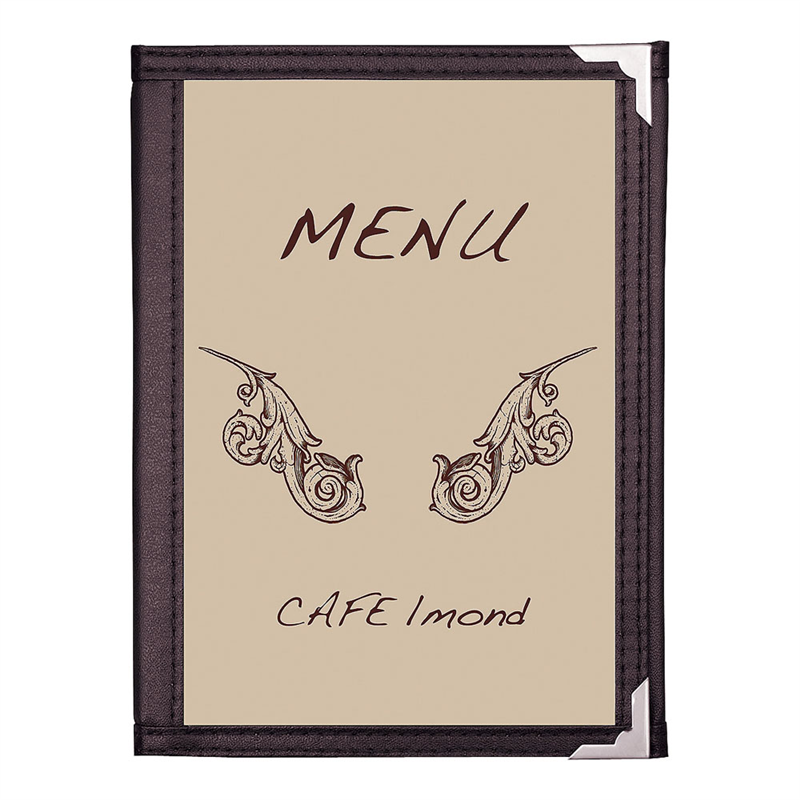 シンビ メニューブック ABW-1 (3ッ折り・6ページ) 茶 1袋(ご注文単位1袋)【直送品】