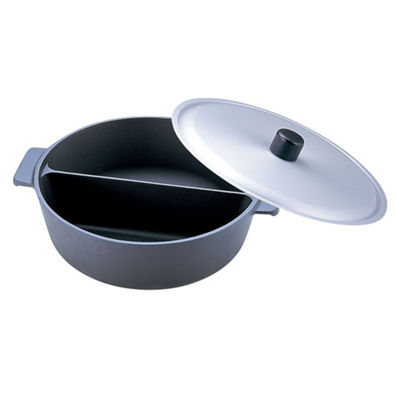 アルミ鍋のなべ　二槽式フッ素加工（蓋付） 24cm 1箱（ご注文単位1箱）【直送品】