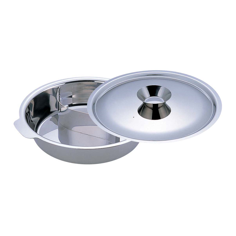 UKチリ鍋　（2仕切・蓋付） 29cm（18-0・電磁対応） 1袋（ご注文単位1袋）【直送品】