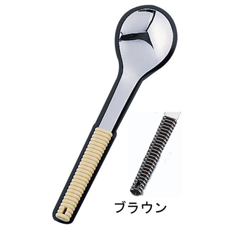 18-8味道楽　盛り付けスプーン　穴無 ブラウン 1袋（ご注文単位1袋）【直送品】