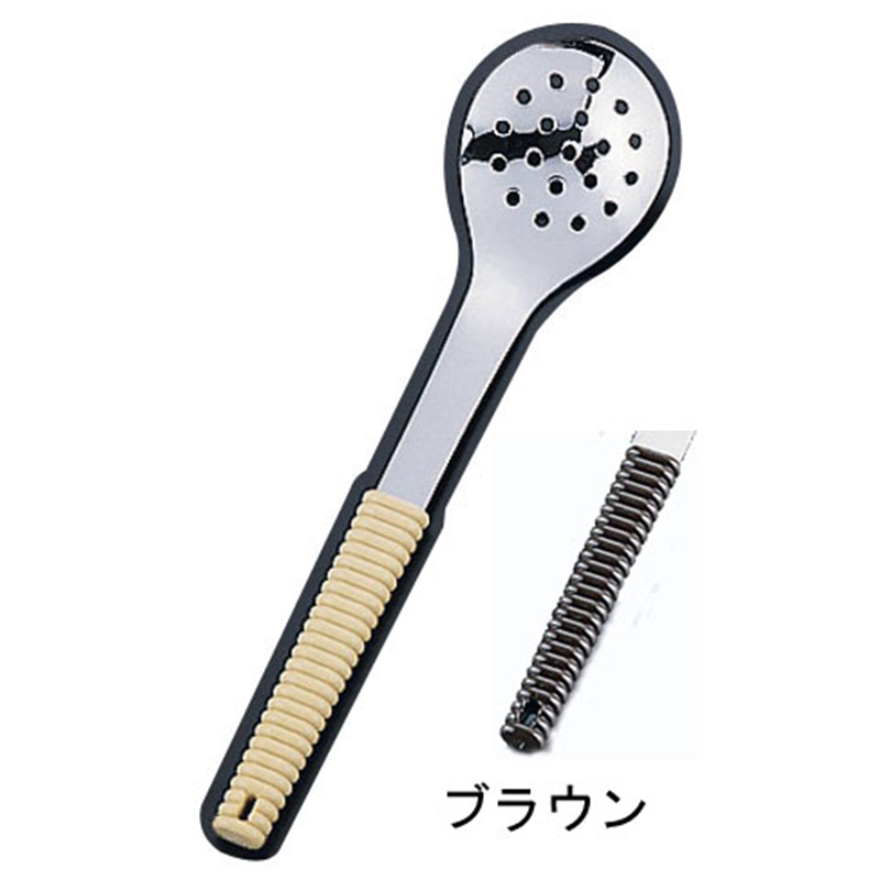 18-8味道楽　盛り付けスプーン　穴明 ブラウン 1袋（ご注文単位1袋）【直送品】