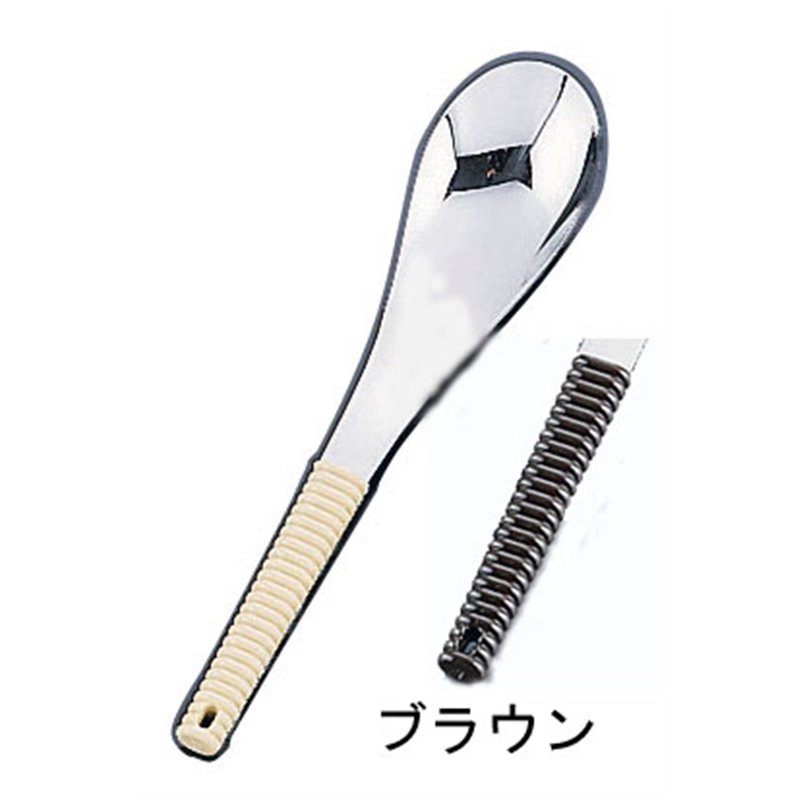 18-8味道楽　レンゲスプーン　穴無 ブラウン 1袋（ご注文単位1袋）【直送品】