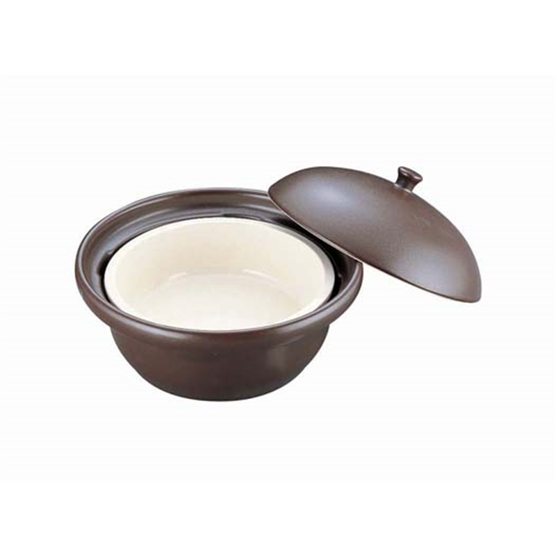 萬来鍋　丸型こげ茶　（蒸気二重鍋方式） 大　2～4人前用 1箱（ご注文単位1箱）【直送品】