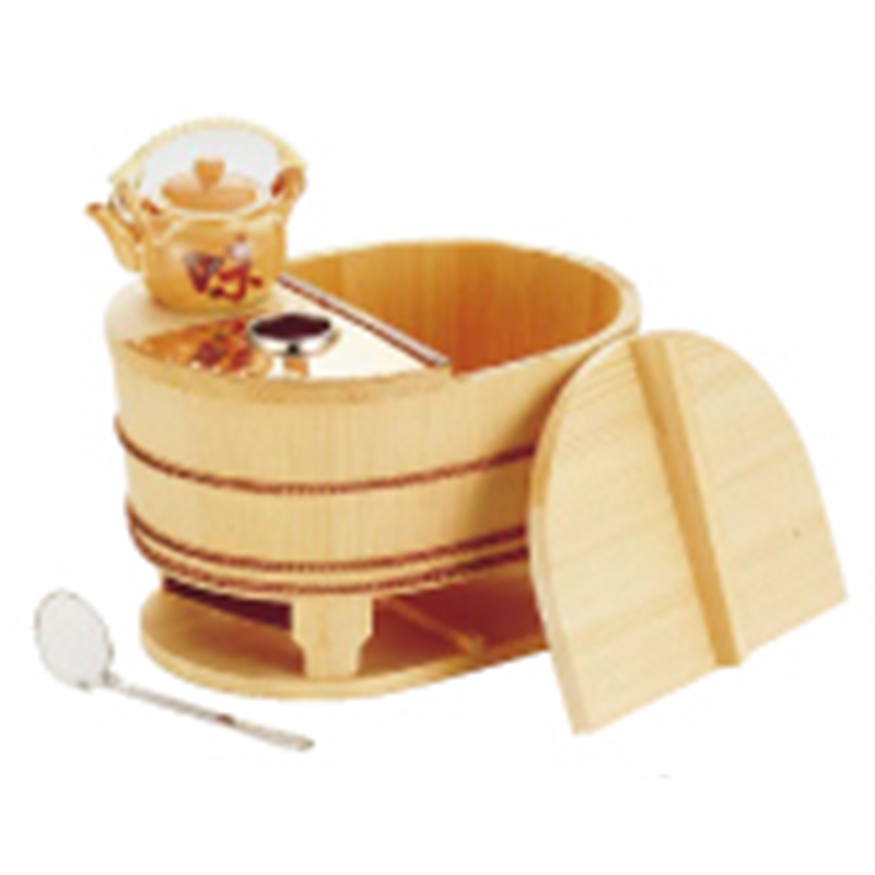 サワラ小判型湯ドーフセット（炭用） US-1023　　　3人用 1箱（ご注文単位1箱）【直送品】