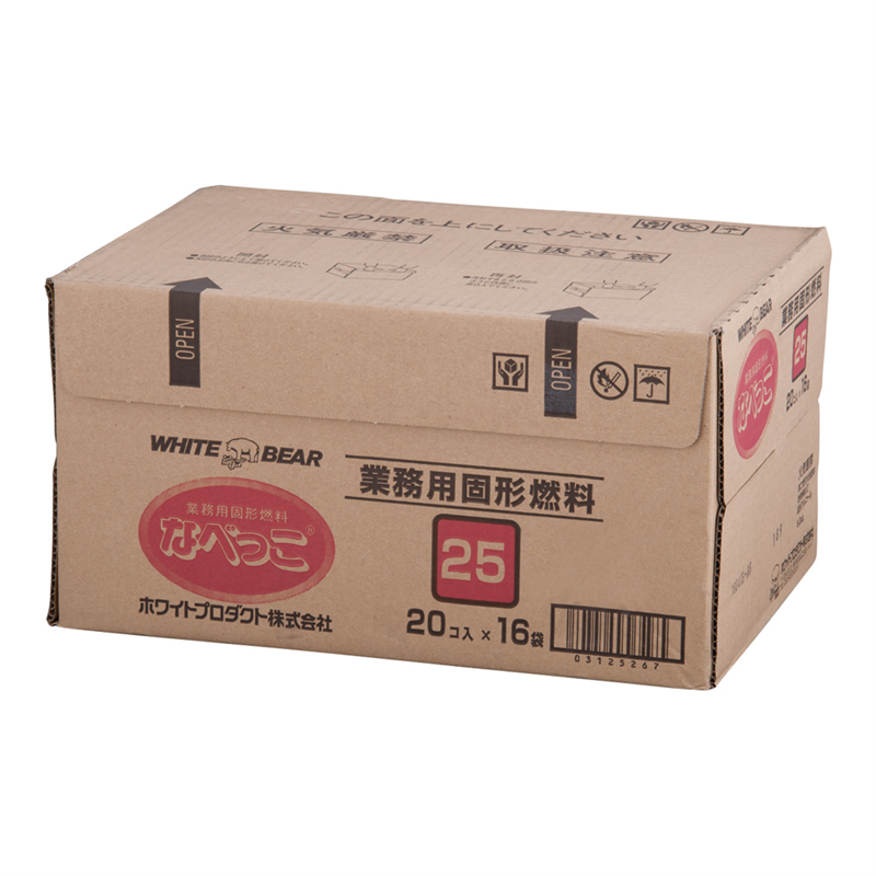 固形燃料　なべっこ（シュリンク包装）赤箱 25g（20個×16袋） 1箱（ご注文単位1箱）【直送品】