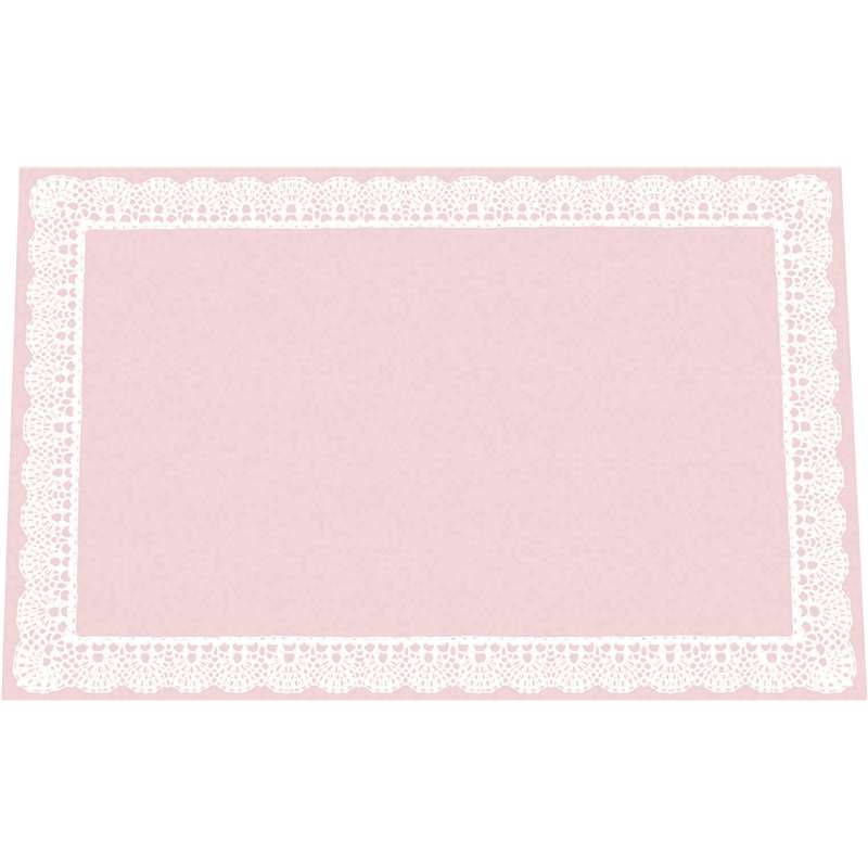 無蛍光紙テーブルマットレースB　ピンク TE-M11（100枚入）M 1袋（ご注文単位1袋）【直送品】