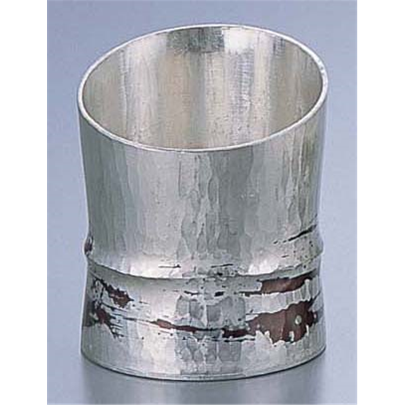 銅錫被　刷毛目竹形1ツ節ぐい呑 斜カット　SG005　80cc 1個（ご注文単位1個）【直送品】