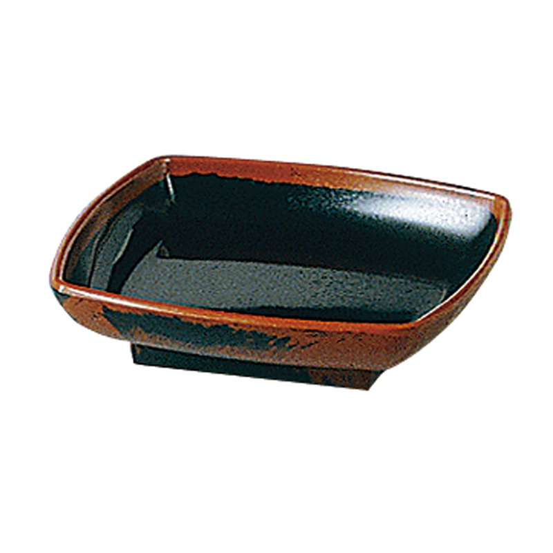 メラミン「長次郎窯」　角小皿 AN-55B 1袋（ご注文単位1袋）【直送品】