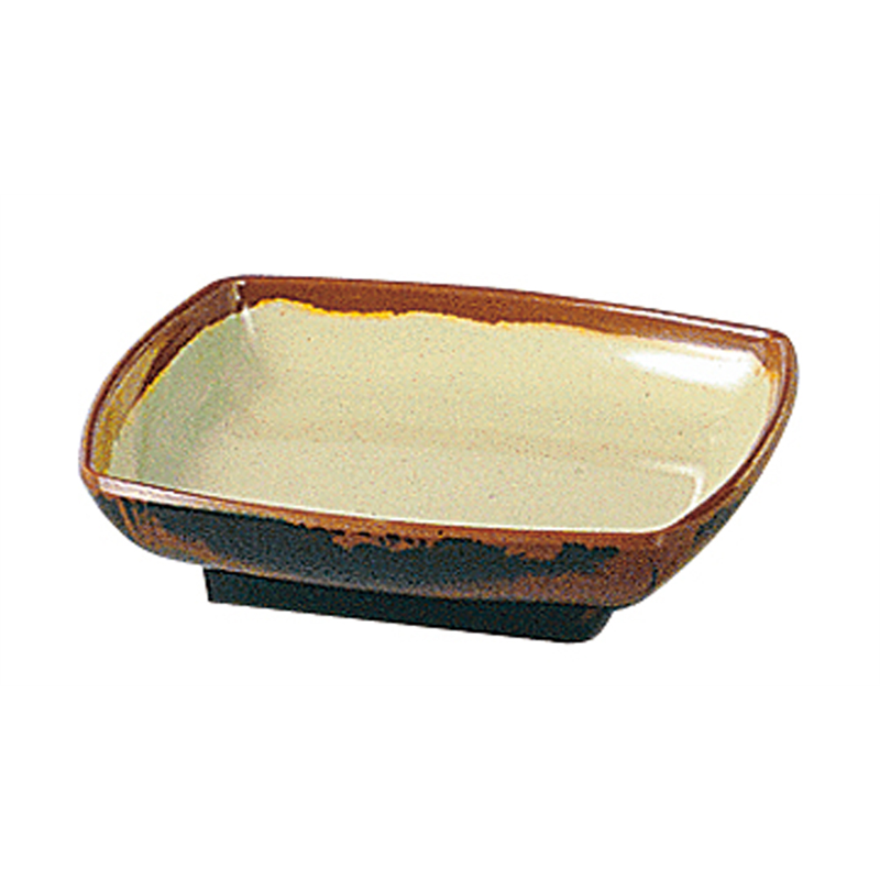 メラミン「長次郎窯」　角小皿 AN-55G 1袋（ご注文単位1袋）【直送品】