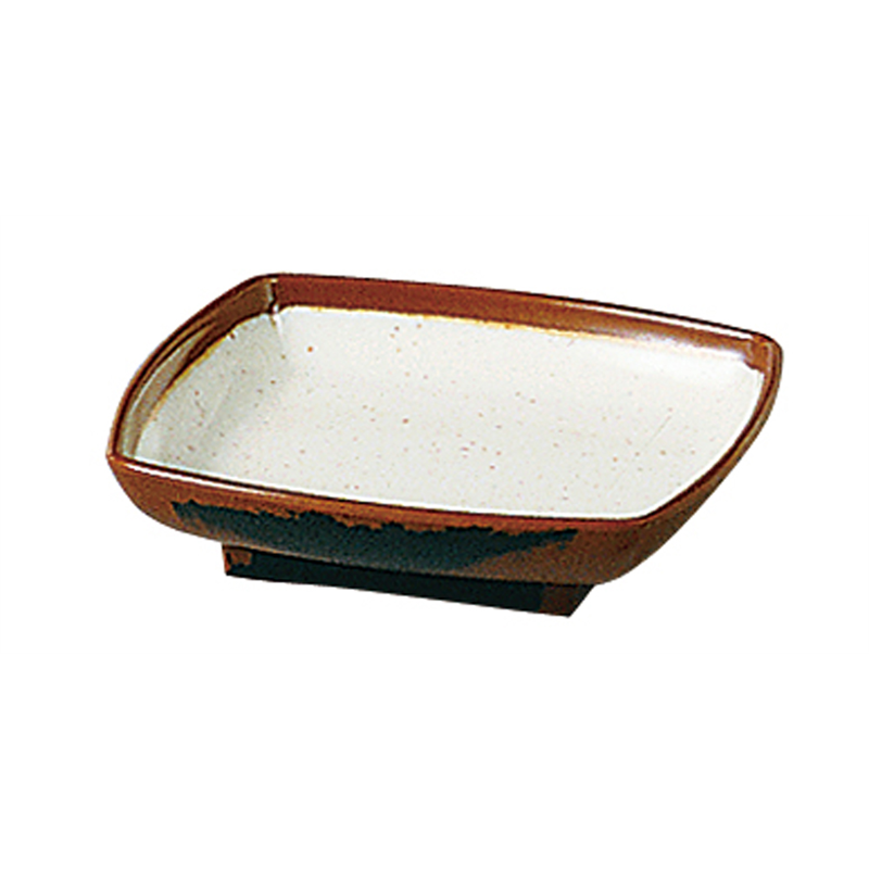 メラミン「長次郎窯」　角小皿 AN-55W 1袋（ご注文単位1袋）【直送品】