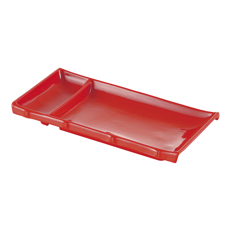 メラミン シンプル食器 角仕切皿 SP-32R 赤 1個(ご注文単位1個)【直送品】