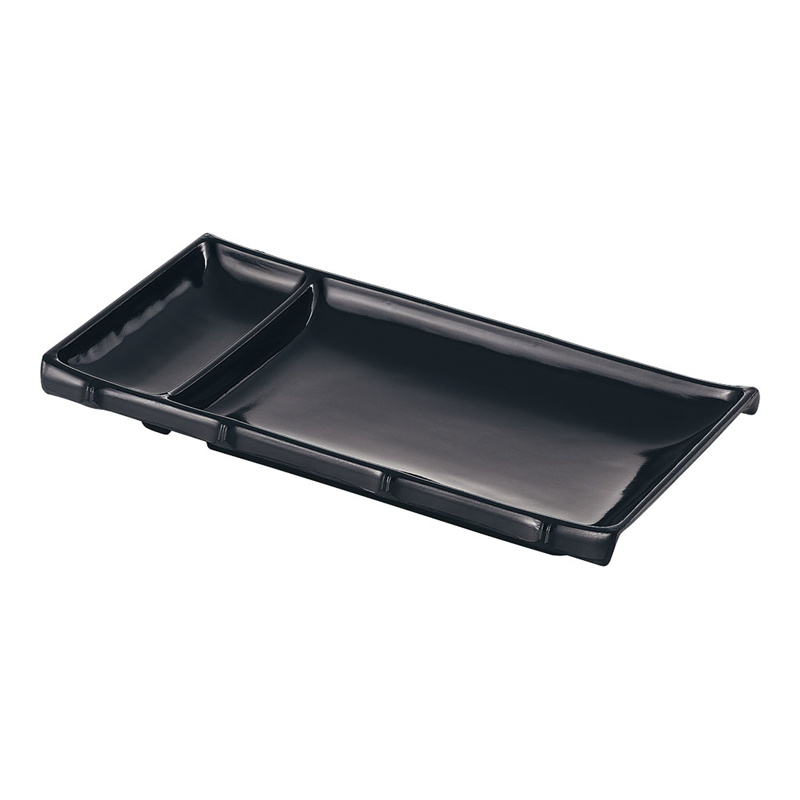 メラミン シンプル食器 角仕切皿 SP-32B 黒 1個(ご注文単位1個)【直送品】